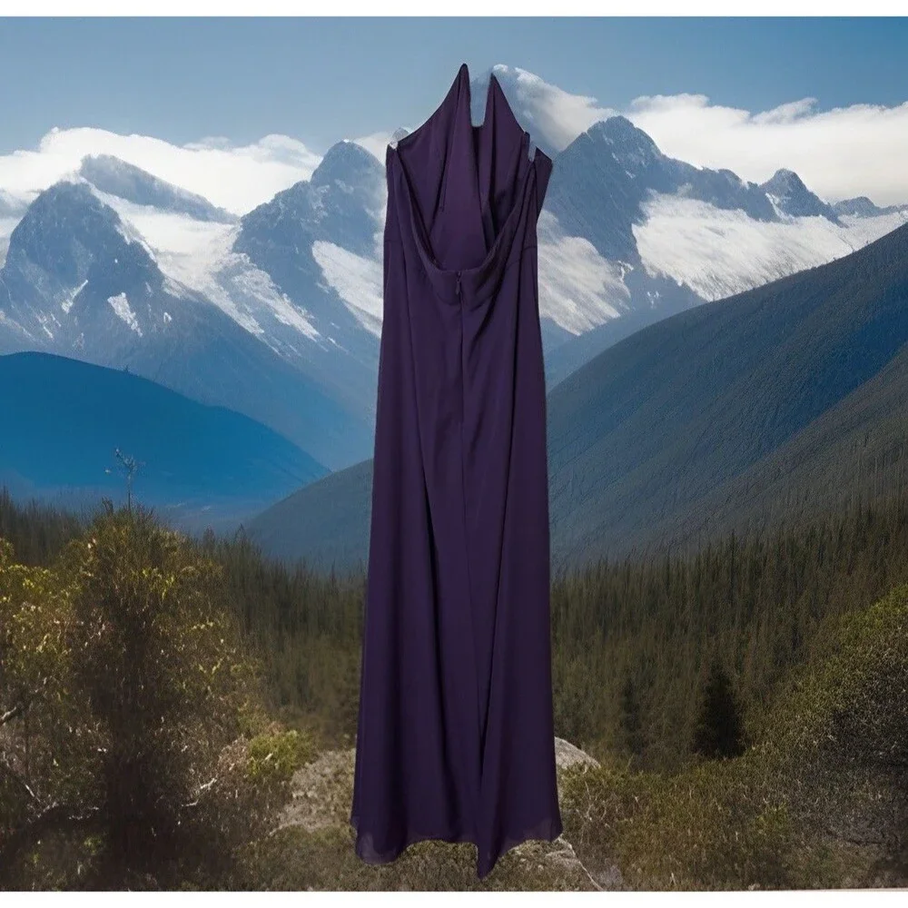 Chic GB Purple Charlotte Chiffon Maxi Dress Sz14 Wedding Party‎ Boho Sweet Cute